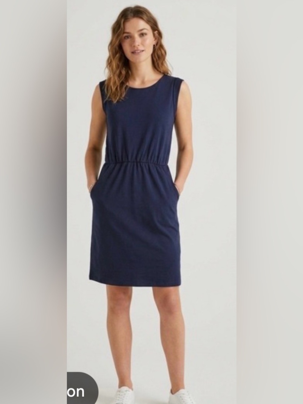 Boden Navy Sleeveless Jersey Waist-Elastic Dress